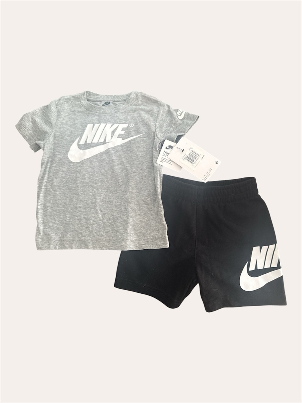 Nike Grey Tee and Black Logo Athletic Shorts Set